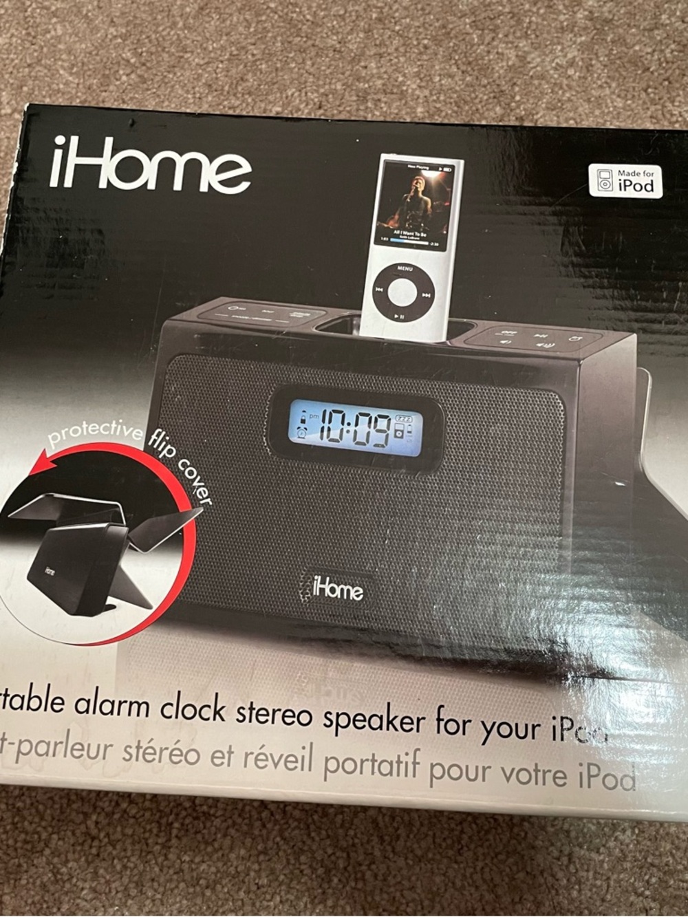 iHome Black Portable Docking Alarm Clock Speaker iH24